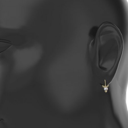 BeKid children's earrings with pearl 1396 - Einschalten: Brizura 0-3 Jahre, Metall: Roségold 585, Stein: weiße Perle