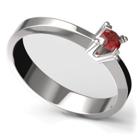 BG zlatý prstýnek 779 Bílé zlato - 585 Červený kubický zirkon