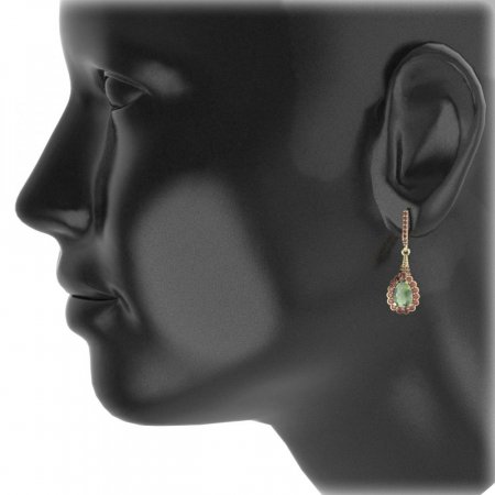 BG earring drop stone  519-C91 - Metal: Silver 925 - rhodium, Stone: Garnet