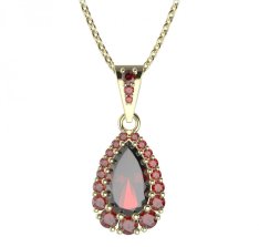 BG přívěs kapkovitého tvaru 633-2 Stříbro 925 - pozlacené Granát