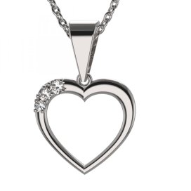 BG zlatý diamantový přívěšek srdíčko 1558 Bílé zlato - 585 Diamant lab-grown