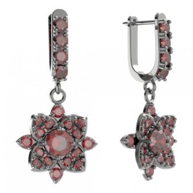 BG oválné náušnice 735-96 Stříbro 925 - ruthenium (30-90dní) Granát