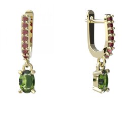 BG náušnice přírodní broušený granát   710: Žluté zlato - 585 Vltavín a granát