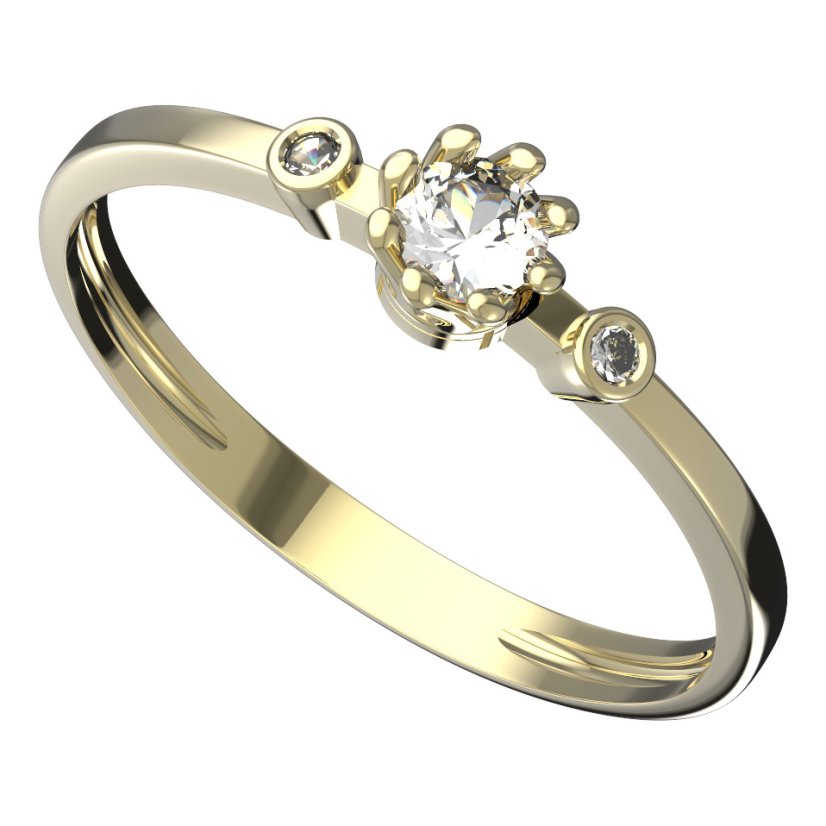 Zlatý prsten se zirkonem, žluté zlato 585 – 554 (ZZ32554L)