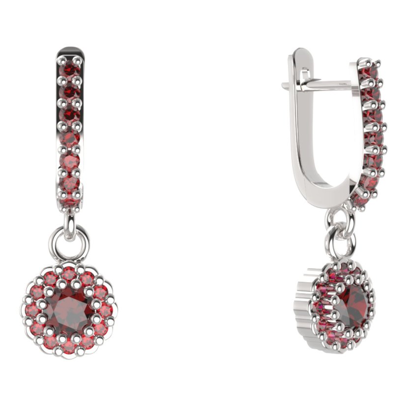 BG kulaté náušnice 452-84 Stříbro 925 - rhodium Granát