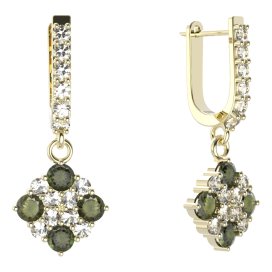 BG náušnice 317 Stříbro 925 - pozlacené Vltavín a kubický zirkon