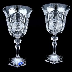 Set of two crystal hand cut wine glasses Šafránek 3967