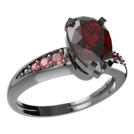 BG prsten kapkovitý kámen 494-J Stříbro 925 - ruthenium (30-90dní) Granát