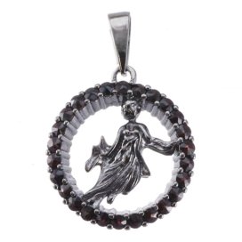 Stříbrný přívěsek s českým granátem, ruthenium – 045 (UG04045I)