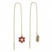 BeKid, Gold kids earrings -109 - Switching on: Chain 9 cm, Metal: Yellow gold 585, Stone: Red cubic zircon