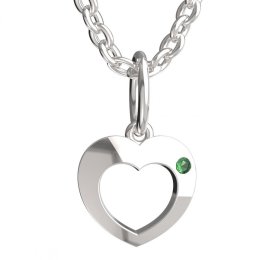 BeKid dětský přívěšek srdíčko 827 Bílé zlato - 585 Zelený kubický zirkon