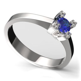 BG zlatý prstýnek 763 Bílé zlato - 585 Tmavě modrý kubický zirkon