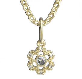 BeKid dětský přívěšek šestilístek 854 Žluté zlato - 585 Diamant