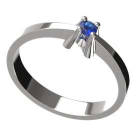 BG zlatý prstýnek 770 Bílé zlato - 585 Tmavě modrý kubický zirkon