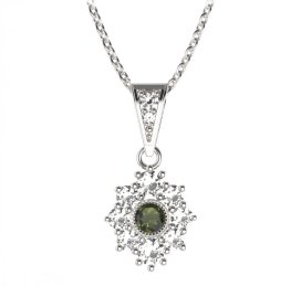 BG přívěs kulatý 017-1 Stříbro 925 - rhodium Vltavín a kubický zirkon