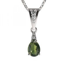 BG přívěs vsazen vltavín  623 Bílé zlato - 585 Vltavín a diamant