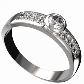 BG zlatý diamantový prstýnek 555 F Bílé zlato - 585 Diamant lab-grown