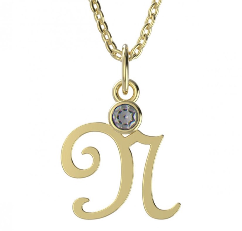 BeKid dětský zlatý přívěsek písmenko N - 1323 Žluté zlato - 585 Diamant