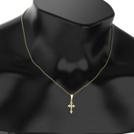 BG zlatý přívěšek křížek 1109 Žluté zlato - 585 Bílý kubický zirkon