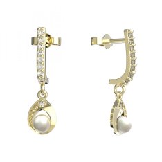 BeKid dětské náušnice 1242 s bílou perlou Žluté zlato - 585 Diamant