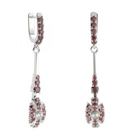 BG náušnice s přírodní perlou 537-B94 Stříbro 925 - rhodium Granát a perla
