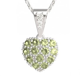 BG zlatý přívěšek srdíčko 1571 Bílé zlato - 585 Zelený kubický zirkon