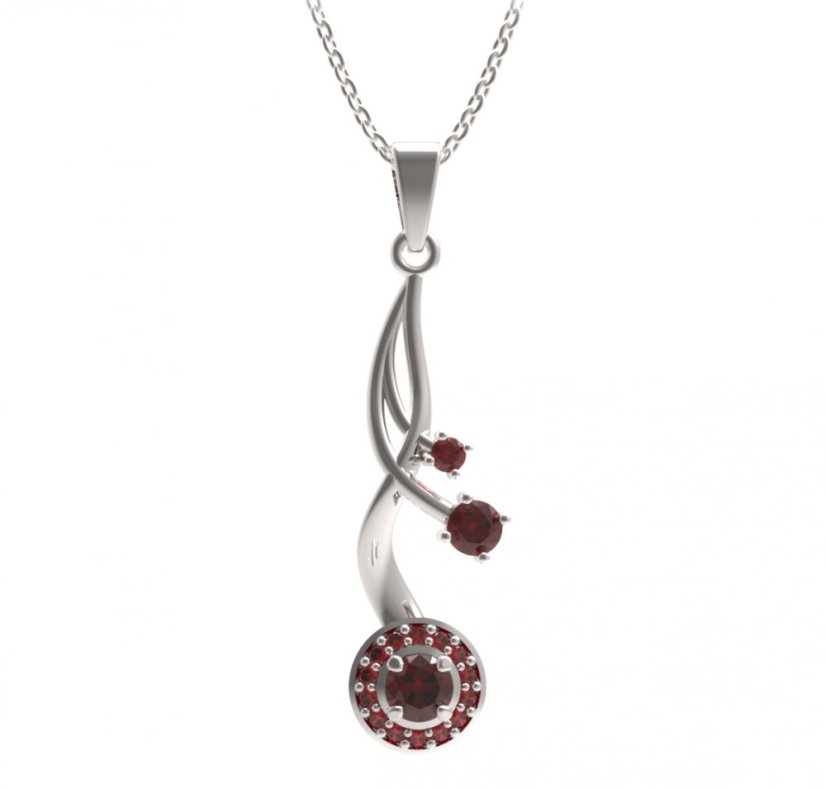 BG přívěs kruhového tvaru 541-P Stříbro 925 - rhodium Granát