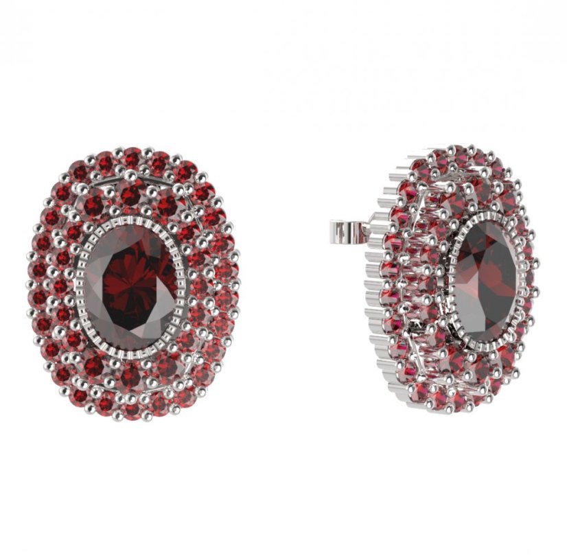 BG náušnice ovál -  251 Stříbro 925 - rhodium Granát