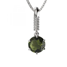 BG vltavínový přívěšek 681 Bílé zlato - 585 Vltavín a diamant