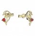 BeKid, Gold kids earrings -1183 - Switching on: Puzeta, Metal: Yellow gold 585, Stone: Red cubic zircon