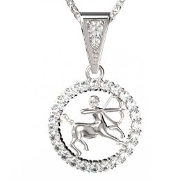 BG zlatý přívěšek Střelec 052 Bílé zlato - 585 Bílý kubický zirkon