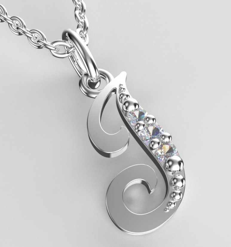BeKid dětský zlatý přívěsek písmenko J - 1519 Bílé zlato - 585 Diamant