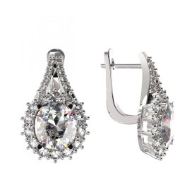 BG zlaté náušnice 977 Bílé zlato - 585 Bílý kubický zirkon