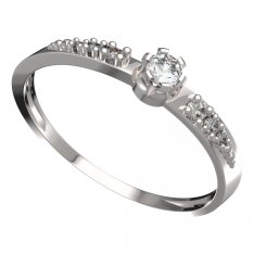 BG zlatý prstýnek 553 D Bílé zlato - 585 Diamant
