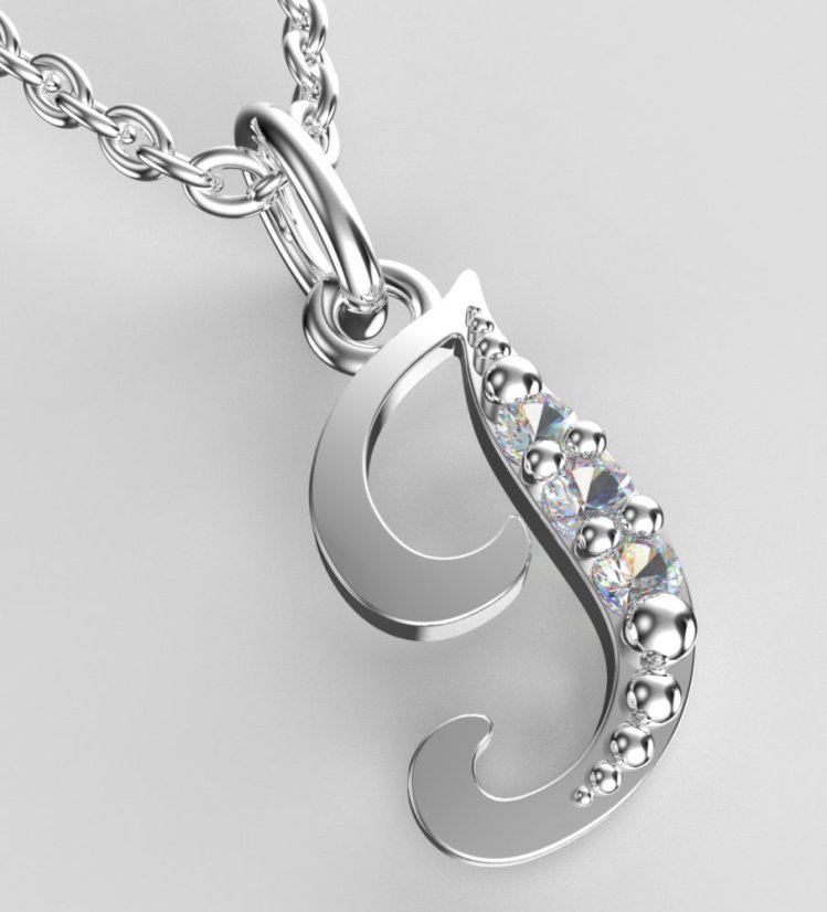 BeKid dětský zlatý přívěsek písmenko I - 1518 Bílé zlato - 585 Diamant