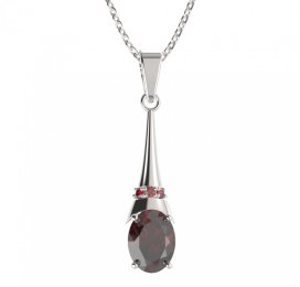 BG přívěs s centrálním oválným kamenem 478-C Stříbro 925 - rhodium Granát
