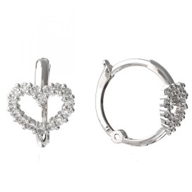 BeKid Srdíčko dětské zlaté náušnice 1348 - kruhy Bílé zlato - 585 Bílý kubický zirkon