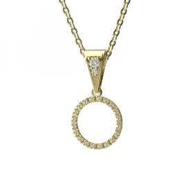 BG zlatý přívěšek  1163A Žluté zlato - 585 Růžový kubický zirkon