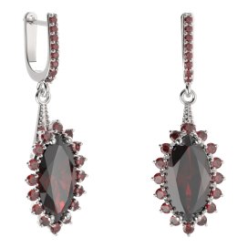 BG náušnice s centrálním oválným kamenem 513-G91 Stříbro 925 - rhodium Granát