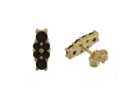BG náušnice vsazený přírodní granát  166 Žluté zlato - 585 Granát