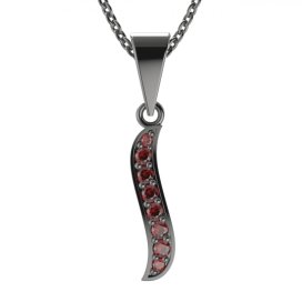 Stříbrný přívěsek s českým granátem, ruthenium – 863