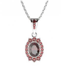 BG přívěs oválný 250-2 Stříbro 925 - rhodium Granát