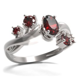 BG prsten s oválným kamenem 477-P Stříbro 925 - rhodium Granát