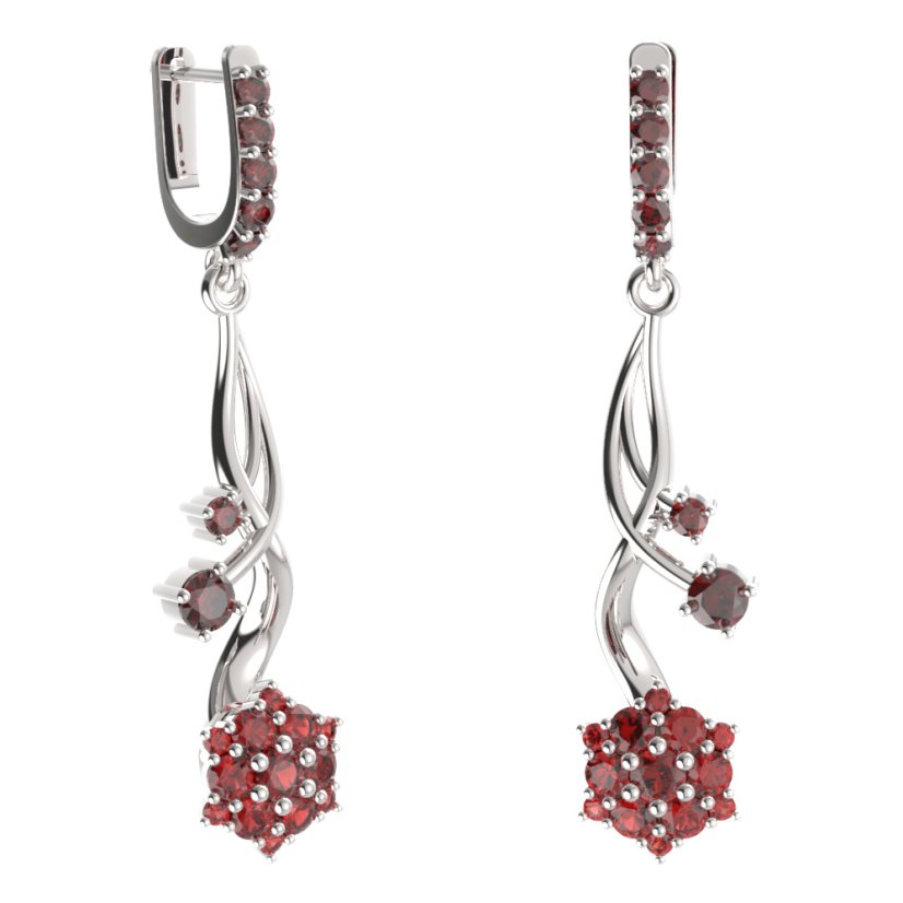 BG náušnice kruhového tvaru 539-P93 Stříbro 925 - rhodium Granát