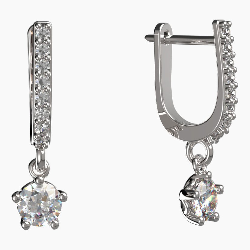 BG zlaté náušnice 874 Bílé zlato - 585 Diamant