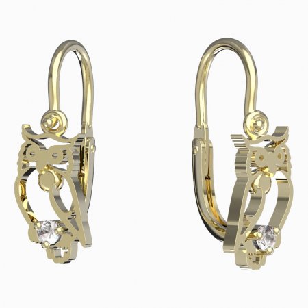 BeKid, Gold kids earrings -1185 - Switching on: Brizura 0-3 roky, Metal: Yellow gold 585, Stone: White cubic zircon