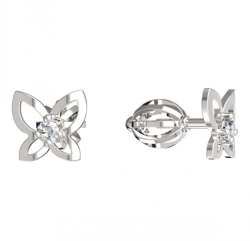 BeKid dětské náušnice motýlek 844 Bílé zlato - 585 Diamant