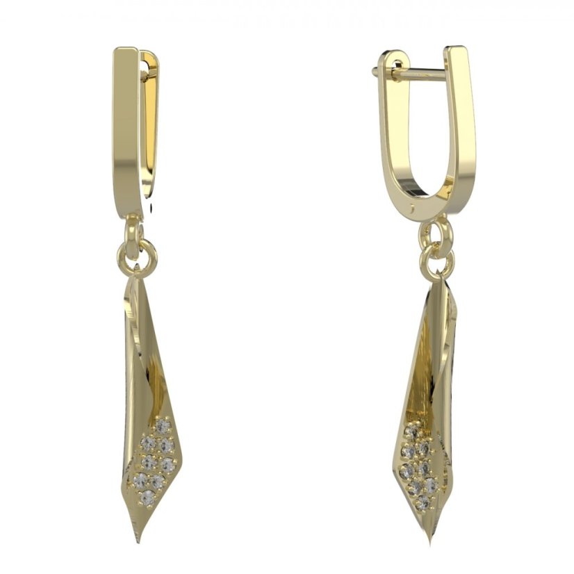 BG zlaté náušnice 1364 Žluté zlato - 585 Diamant
