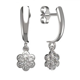 BG zlaté náušnice 866 Bílé zlato - 585 Bílý kubický zirkon
