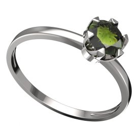 BG vltavínový prsten 872C Bílé zlato - 585 Vltavín